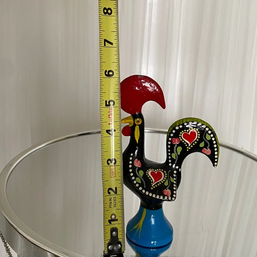 Portugal π΅πΉ MΓ©tal Handpainted Colorful 6β Rooster Figurine - Picture 7 of 12
